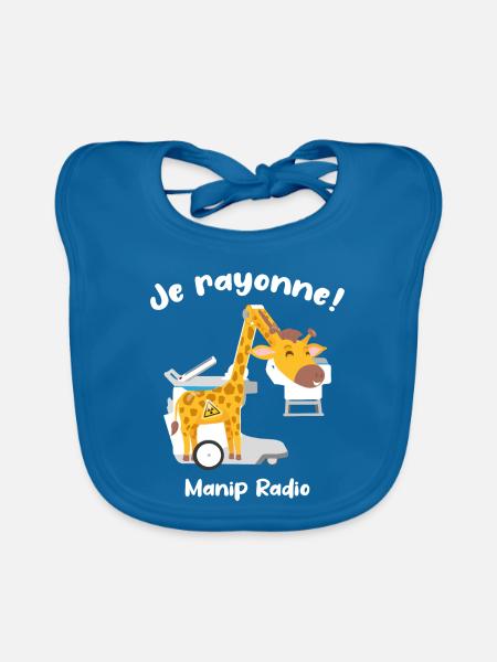 Je rayonne Manip radio Girafe Radiologie médicale - Bavoir bio Bébé - bleu paon - Devant