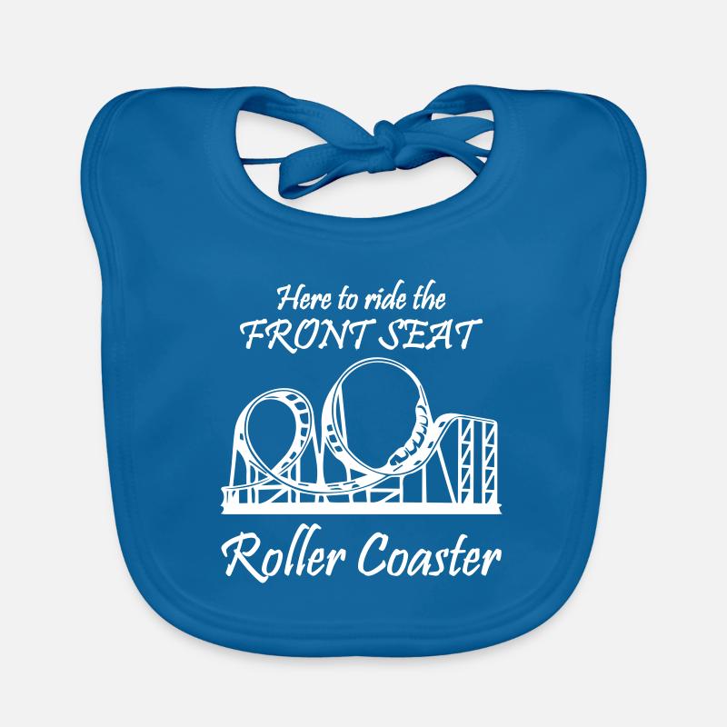 Here To Ride The Front Roller Coaster Organic Baby Bibs