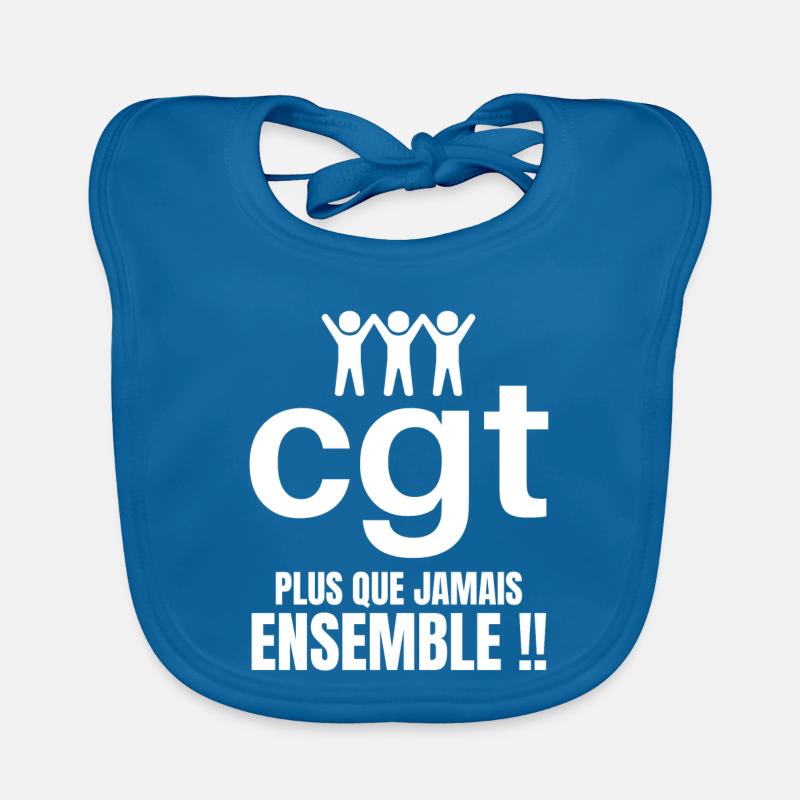 syndicat, manifestation, lutte des classes - Bavoir bio Bébé - bleu paon