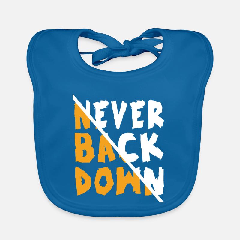 Never Back Down Design - Organic Baby Bibs - peacock-blue