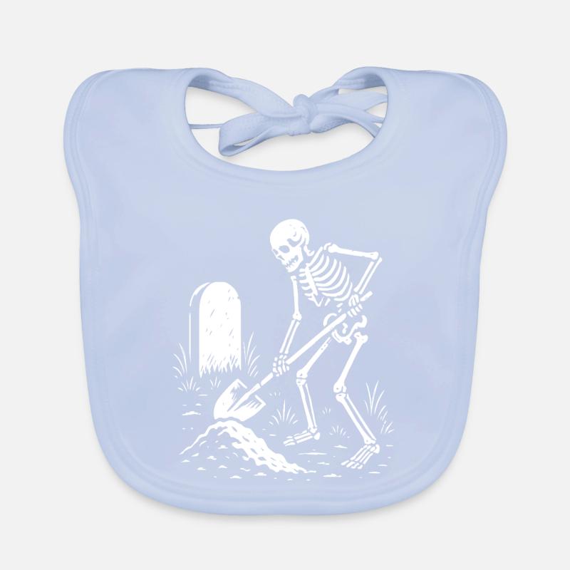 Skeleton Digging in Graveyard Organic Baby Bibs