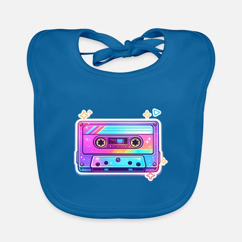 Neon Regenbogen Kassette Sticker Baby Bio-Lätzchen