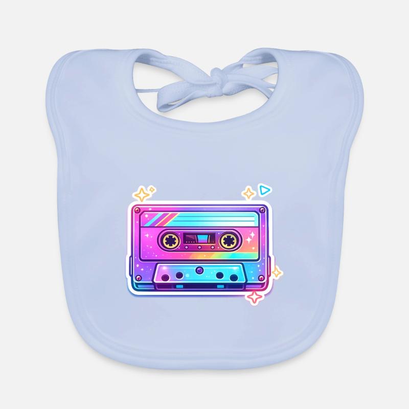 Neon Regenbogen Kassette Sticker Baby Bio-Lätzchen