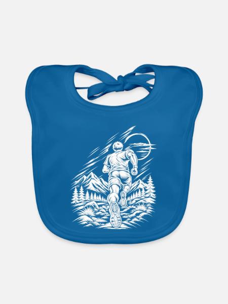 Mountain Runner – Trailrunning-Abenteuer - Baby Bio-Lätzchen - Pfauenblau - Vorne