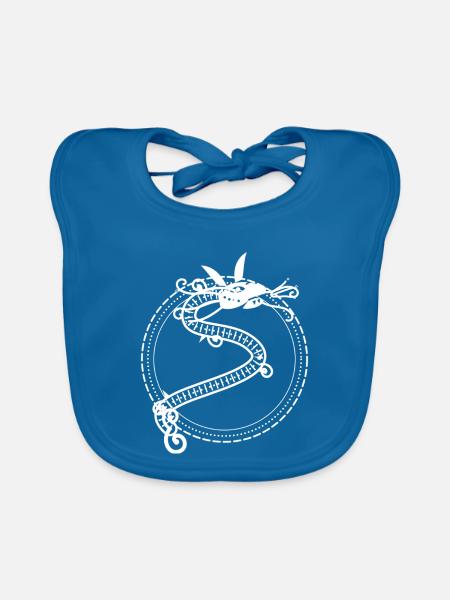 Mandala Drache - Baby Bio-Lätzchen - Pfauenblau
