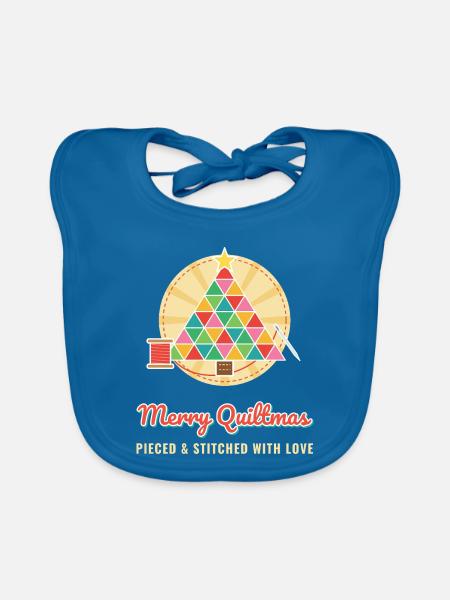 Fröhliche Quiltmas Lustige Weihnachtsquilterin - Baby Bio-Lätzchen - Pfauenblau - Vorne