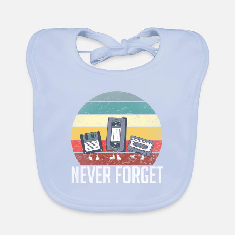 Never Forget 80s 90s Retro Technology Floppy Organic Baby Bibs