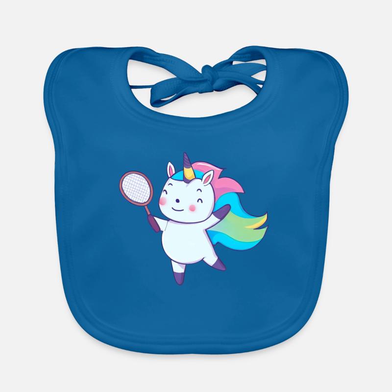 Licorne de badminton - Bavoir bio Bébé - bleu paon