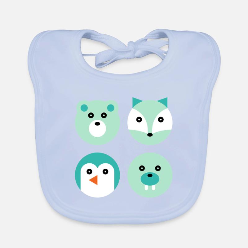 Polar bear, arctic fox, penguin and walrus Organic Baby Bibs