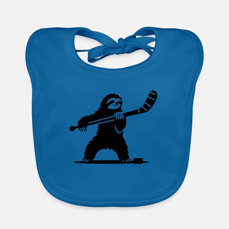 Faultier Eishockey Silhouette Baby Bio-Lätzchen