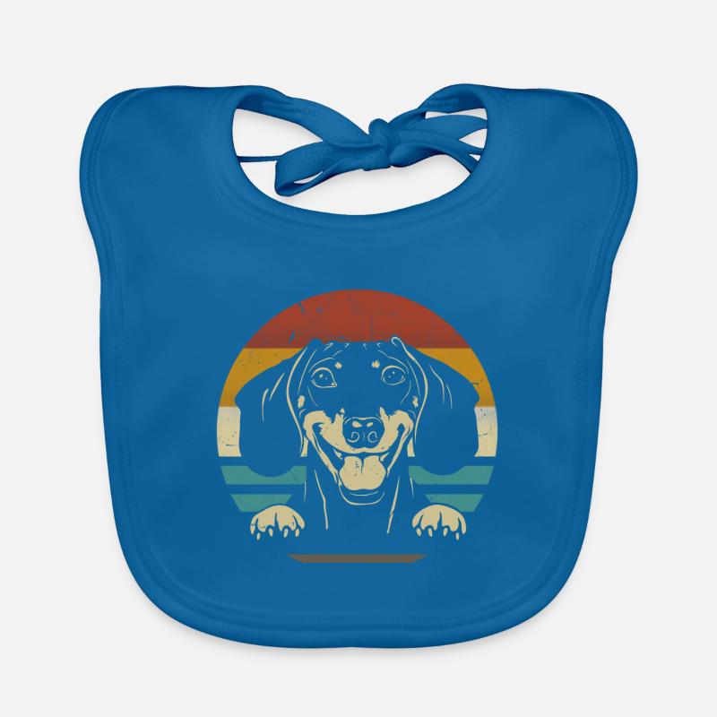 Teckel Race Teckel Teckel drôle rétro - Bavoir bio Bébé - bleu paon