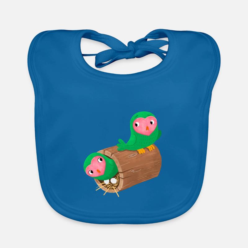 Nesting peach face lovebirds in a log Organic Baby Bibs