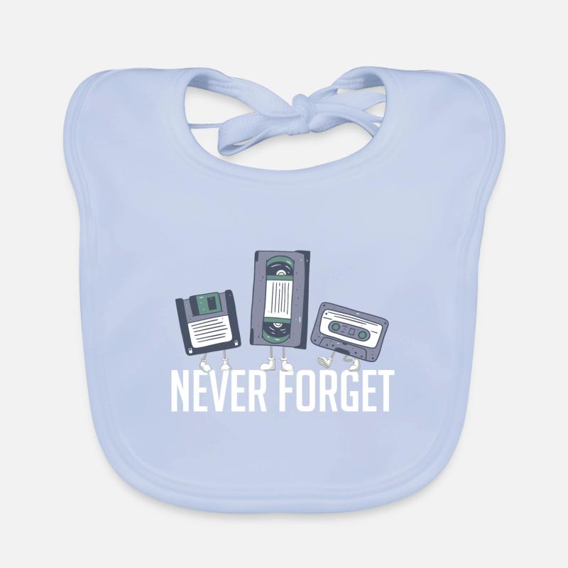 Never Forget 80er 90er Retro Technik Diskette Baby Bio-Lätzchen