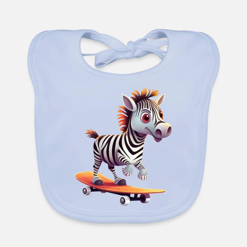 Zebra sur Skateboard - Dynamic Design Bavoir bio Bébé
