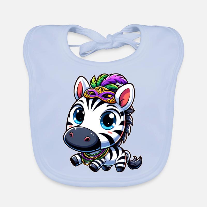 Zèbre de carnaval : Mardi Gras avec masque Bavoir bio Bébé