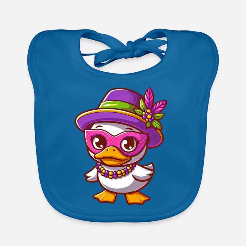 Canard blanc de Mardi Gras avec bijoux Bavoir bio Bébé