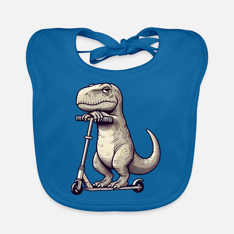 Grumpy Dino T-Rex sur Kickroller Comic Bavoir bio Bébé