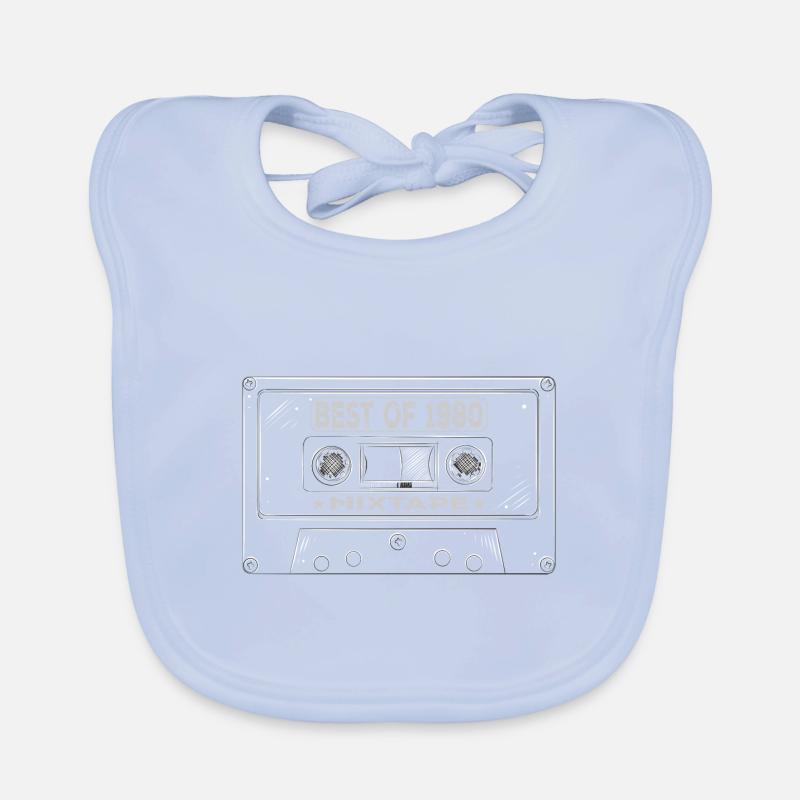 1980 Birthday Mixtape Cassette Retro Organic Baby Bibs