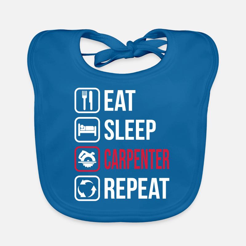 Eat Sleep Carpenter Repeat - Baby Bio-Lätzchen - Pfauenblau