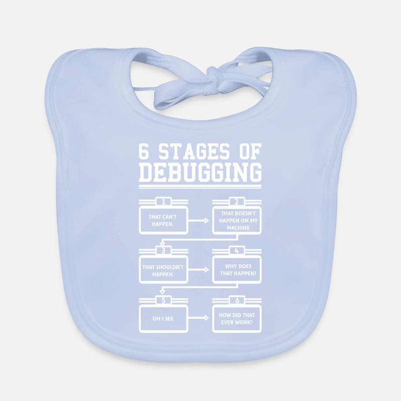 6 Stages of Debugging Programmer Software Organic Baby Bibs