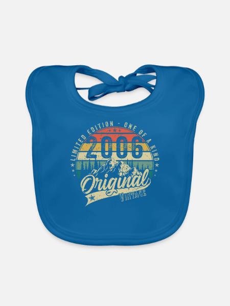 2006 Jahrgang Geburtstag Retro Vintage Geschenk - Baby Bio-Lätzchen - Pfauenblau