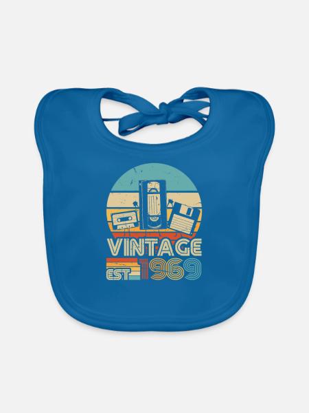 1969 Jahrgang Geburtstag Retro Vintage Geschenk - Baby Bio-Lätzchen - Pfauenblau
