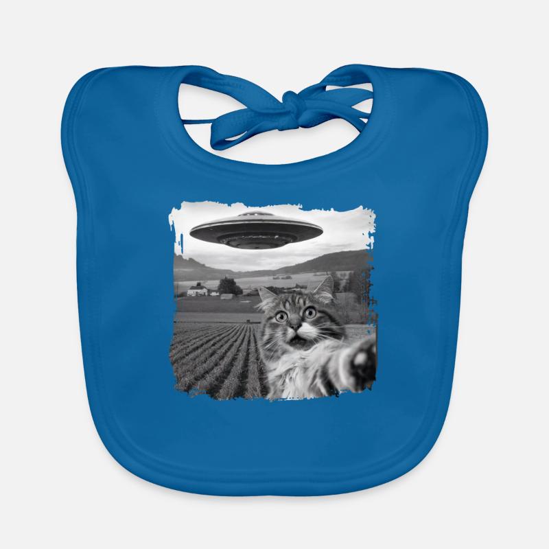 Lustige Ängstliche Katze Selfie UFO Alien Baby Bio-Lätzchen