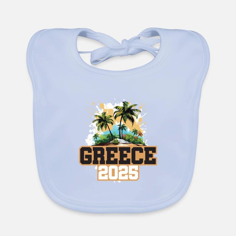 Greece 2025 Palm Trees Organic Baby Bibs
