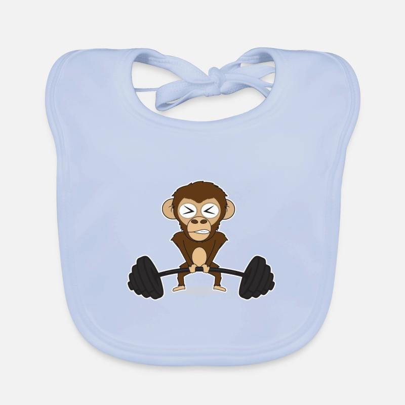 Monkey barbell gym gift Organic Baby Bibs