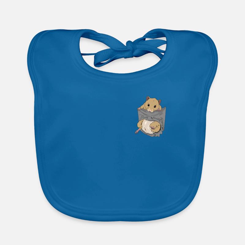 Hamster dans la poche de poitrine - Bavoir bio Bébé - bleu paon