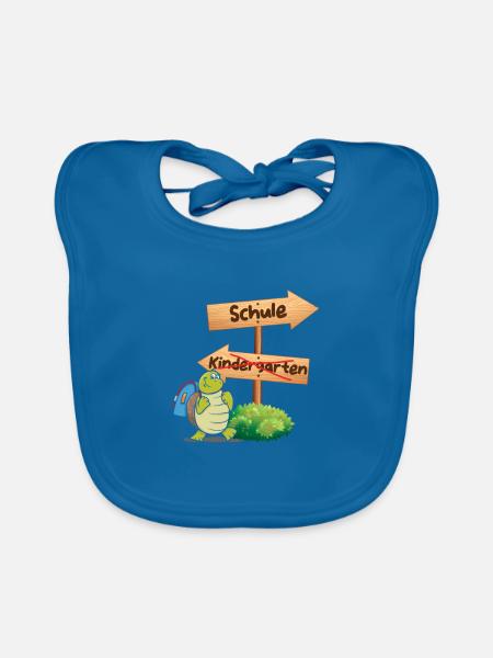 Schule Schulkind Schildkröte Einschulung Geschenk - Baby Bio-Lätzchen - Pfauenblau