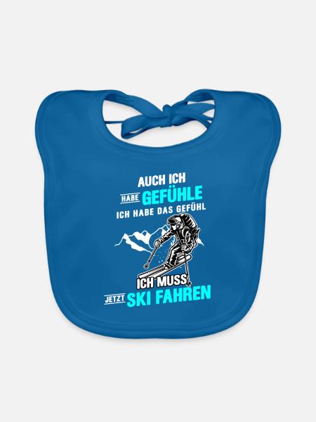 Ski Fahren Piste Skifahrer Winter Sport Geschenk - Baby Bio-Lätzchen - Pfauenblau - Vorne