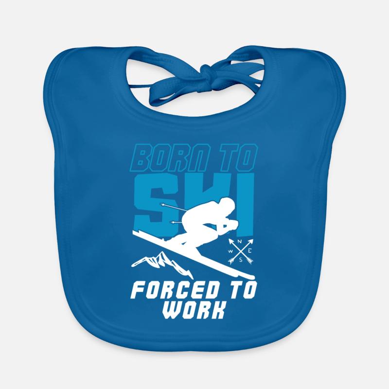 Born To Ski Forced To Work Funny Skiing Baby Bio-Lätzchen