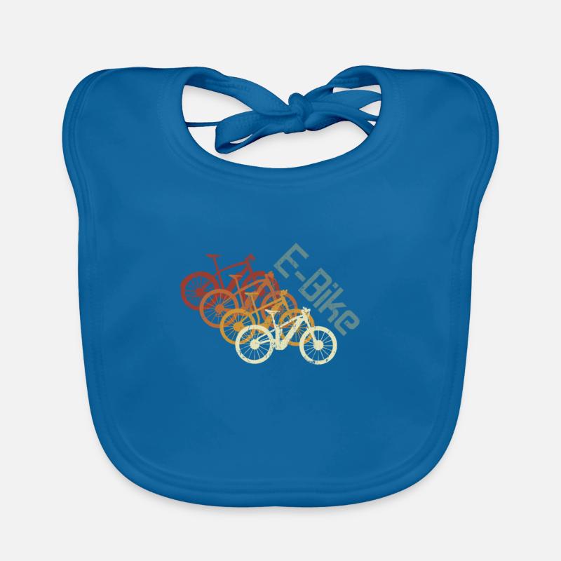 E-Bike, E-VTT, Retro coucher de soleil E-Biker - Bavoir bio Bébé - bleu paon