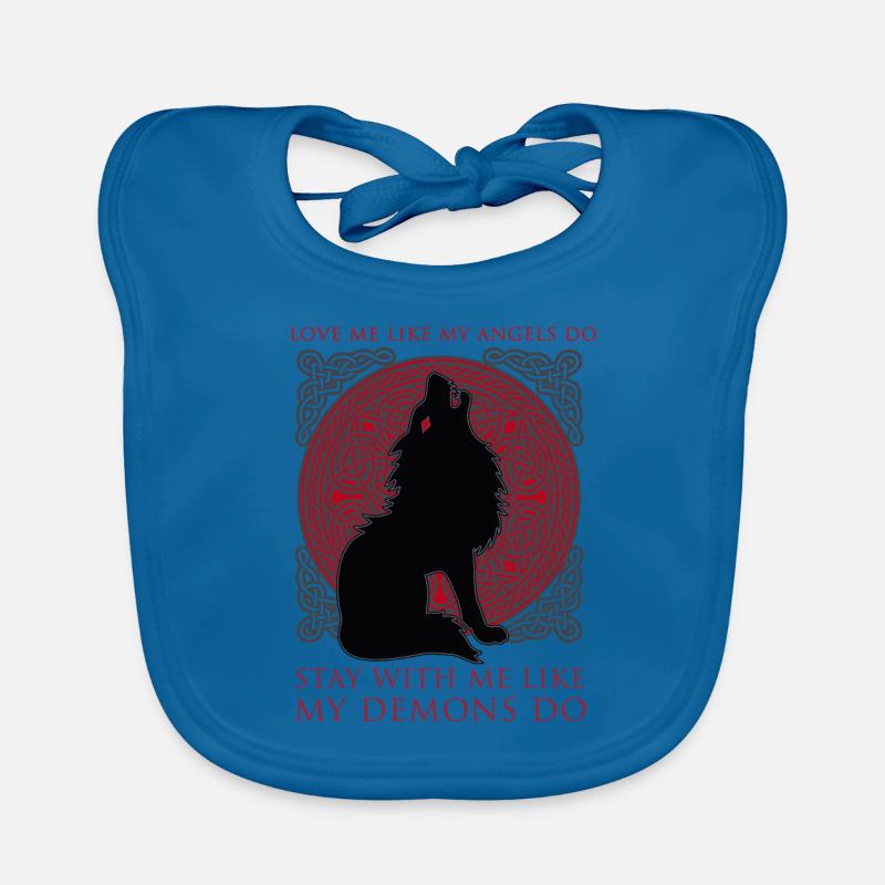 Fenriswolf Fenrir Wolf Dämon Geschenk - Baby Bio-Lätzchen - Pfauenblau