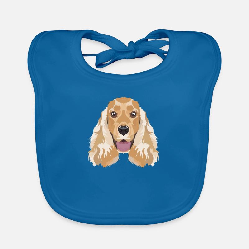 Cocker anglais souriant Spaniel - Bavoir bio Bébé - bleu paon
