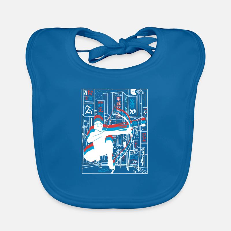 Vaporwave Synthwave Skyline Arrowtag Bavoir bio Bébé
