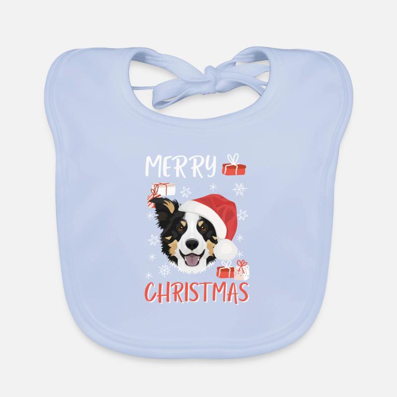 Border Collie Joyeux Noël Bavoir bio Bébé