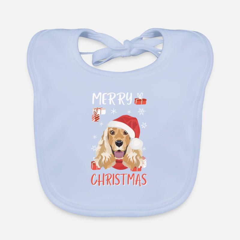 Deutsch Cocker Spaniel Merry Christmas Organic Baby Bibs
