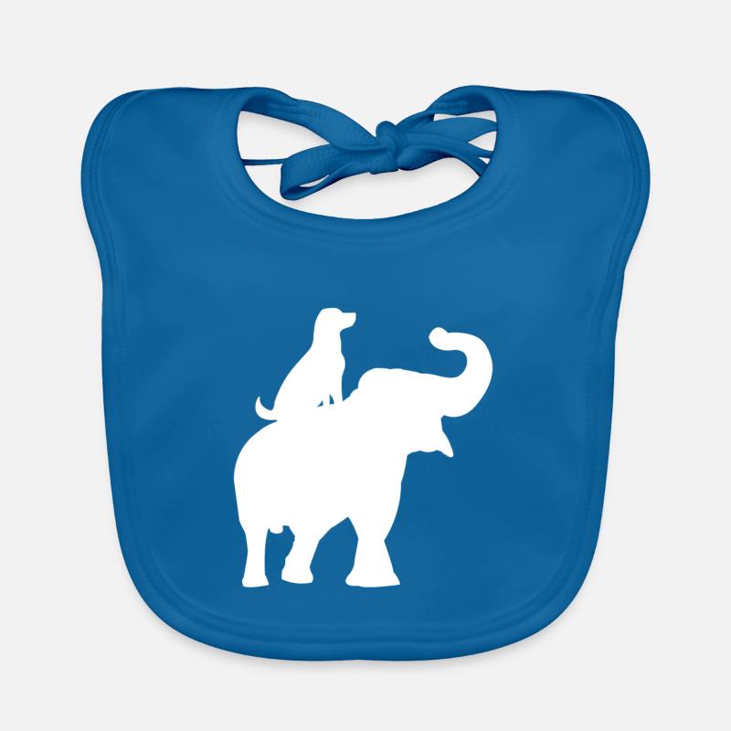 Silhouette eines sitzenden Elefanten und eines Hundes Baby Bio-Lätzchen