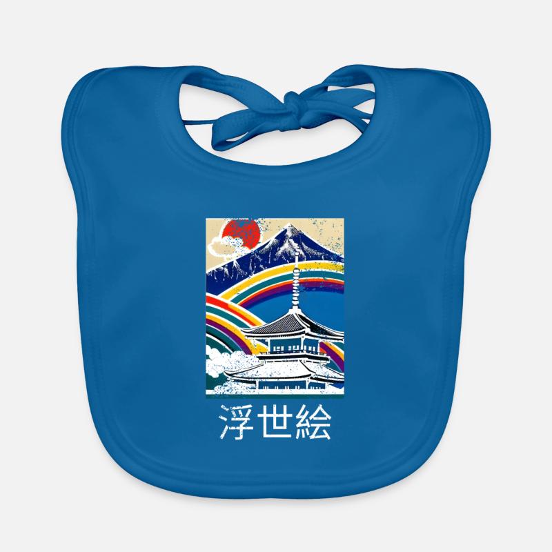 Ukiyo-e: Tempel der Schönheit - Ein Design, das - Baby Bio-Lätzchen - Pfauenblau