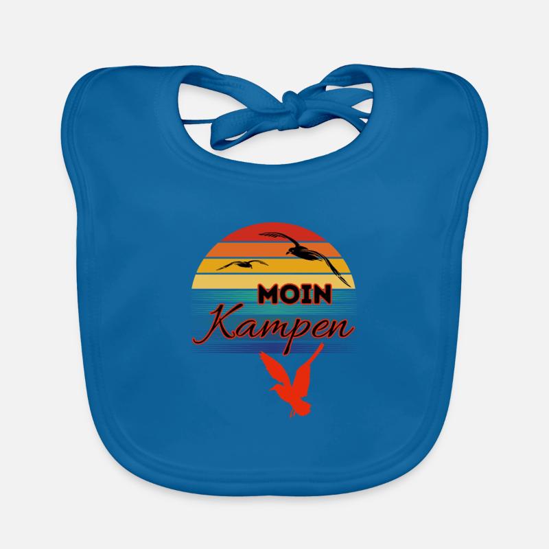 Moin Kampen with seagull in retro style-Sylt-Kampen Organic Baby Bibs