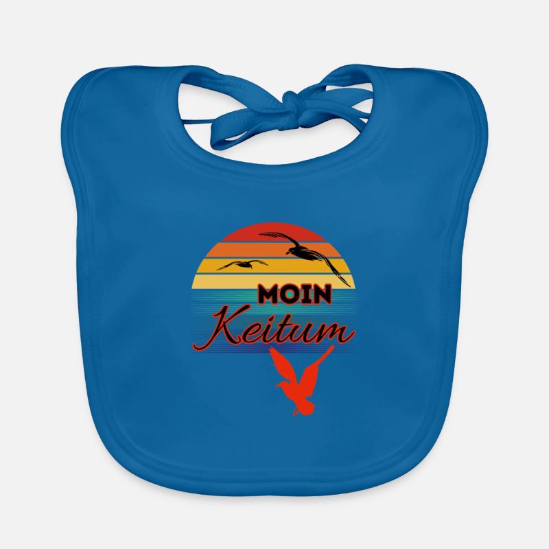 Moin Keitum mit Möwe im Retro Style-Sylt-Keitum Baby Bio-Lätzchen