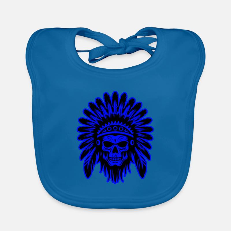 Crâne Apache Indien - Bavoir bio Bébé - bleu paon