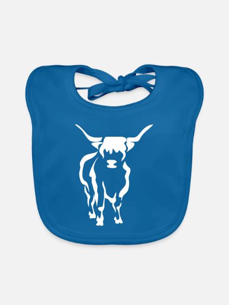 Cow cows beef farmer farmer silhouette gift - Organic Baby Bibs - peacock-blue - Front