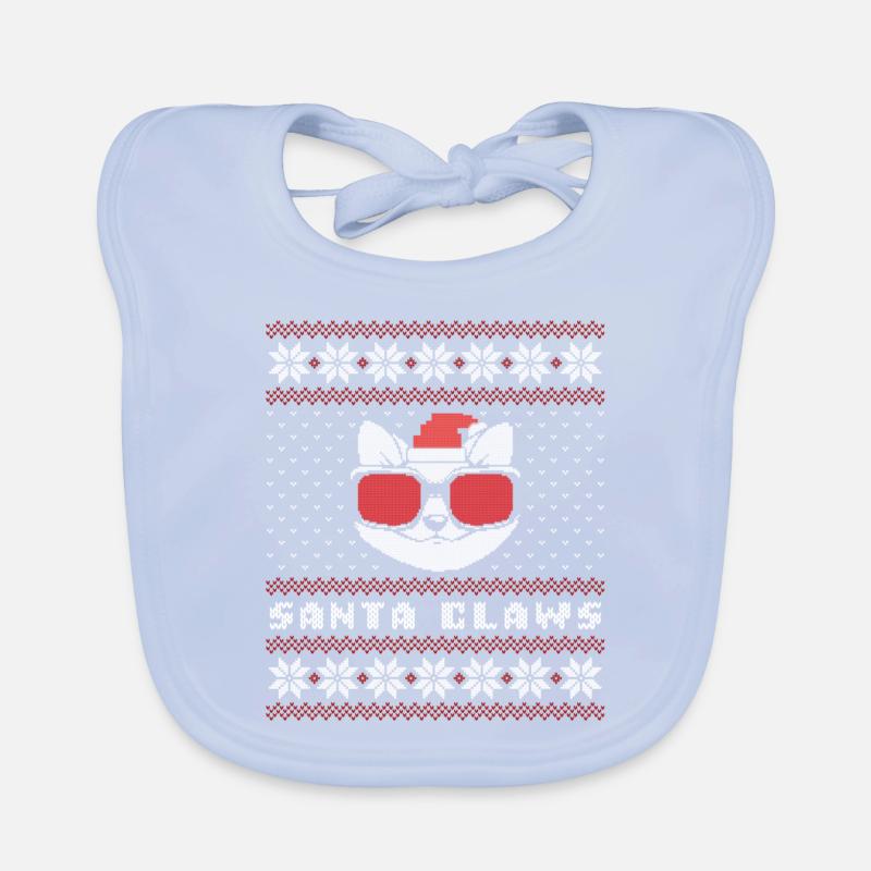 Santa Claws Cat Hässlicher Weihnachtspullover Baby Bio-Lätzchen
