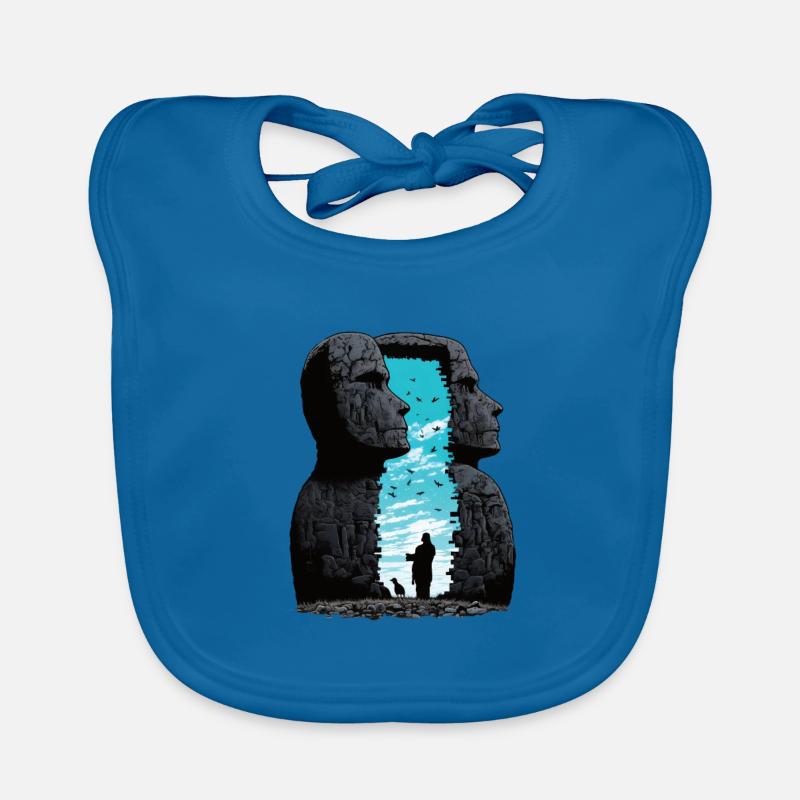 Rapa Nui Moai Head Statue Easter Island Organic Baby Bibs