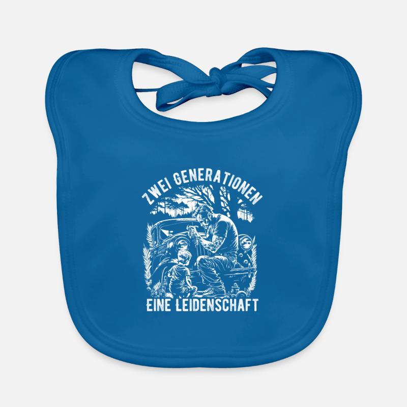 Two generations one passion - Organic Baby Bibs - peacock-blue