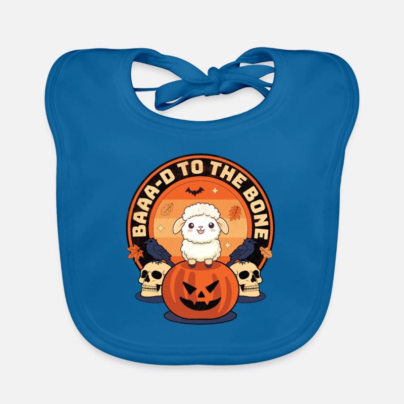 Baaa-d to the Bone - Sheep Spooky Halloween Design Organic Baby Bibs