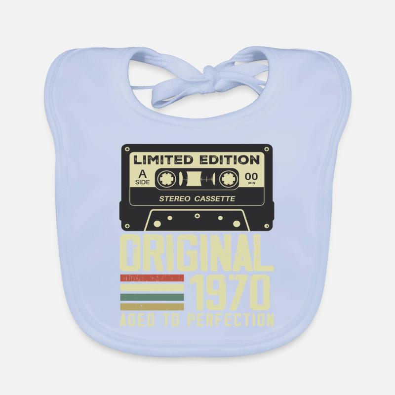 54th Retro Style 1970 Anniversary Gift Organic Baby Bibs
